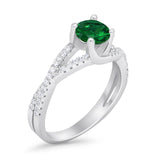 Twist Infinity Shank Ring Round Simulated Cubic Zirconia 925 Sterling Silver