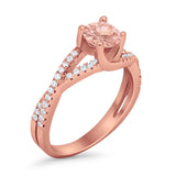 Twist Infinity Shank Ring Round Simulated Cubic Zirconia 925 Sterling Silver