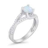 Twist Infinity Shank Ring Round Simulated Cubic Zirconia 925 Sterling Silver