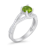 Twist Infinity Shank Ring Round Simulated Cubic Zirconia 925 Sterling Silver