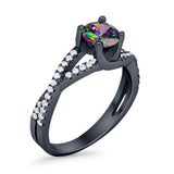 Twist Infinity Shank Ring Round Simulated Cubic Zirconia 925 Sterling Silver