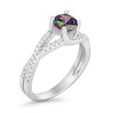 Twist Infinity Shank Ring Round Simulated Cubic Zirconia 925 Sterling Silver