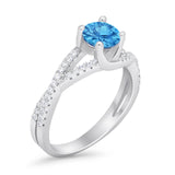 Twist Infinity Shank Ring Round Simulated Cubic Zirconia 925 Sterling Silver