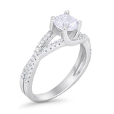 Twist Infinity Shank Ring Round Simulated Cubic Zirconia 925 Sterling Silver