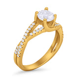Twist Infinity Shank Ring Round Simulated Cubic Zirconia 925 Sterling Silver