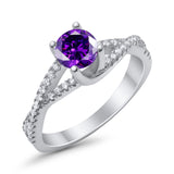 Twist Infinity Shank Ring Round Simulated Cubic Zirconia 925 Sterling Silver