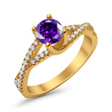 Twist Infinity Shank Ring Round Simulated Cubic Zirconia 925 Sterling Silver