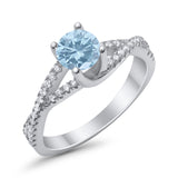 Twist Infinity Shank Ring Round Simulated Cubic Zirconia 925 Sterling Silver