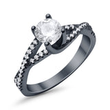 Twist Infinity Shank Ring Round Simulated Cubic Zirconia 925 Sterling Silver
