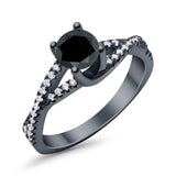 Twist Infinity Shank Ring Round Simulated Cubic Zirconia 925 Sterling Silver