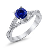 Twist Infinity Shank Ring Round Simulated Cubic Zirconia 925 Sterling Silver