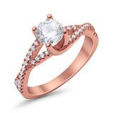 Twist Infinity Shank Ring Round Simulated Cubic Zirconia 925 Sterling Silver