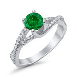 Twist Infinity Shank Ring Round Simulated Cubic Zirconia 925 Sterling Silver