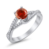 Twist Infinity Shank Ring Round Simulated Cubic Zirconia 925 Sterling Silver