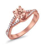 Twist Infinity Shank Ring Round Simulated Cubic Zirconia 925 Sterling Silver