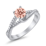 Twist Infinity Shank Ring Round Simulated Cubic Zirconia 925 Sterling Silver