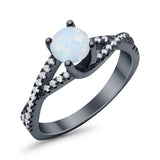 Twist Infinity Shank Ring Round Simulated Cubic Zirconia 925 Sterling Silver