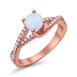 Twist Infinity Shank Ring Round Simulated Cubic Zirconia 925 Sterling Silver