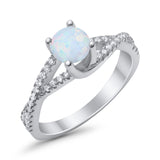 Twist Infinity Shank Ring Round Simulated Cubic Zirconia 925 Sterling Silver
