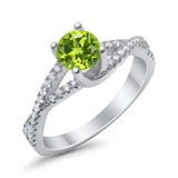 Twist Infinity Shank Ring Round Simulated Cubic Zirconia 925 Sterling Silver