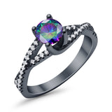 Twist Infinity Shank Ring Round Simulated Cubic Zirconia 925 Sterling Silver