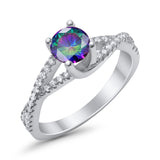 Twist Infinity Shank Ring Round Simulated Cubic Zirconia 925 Sterling Silver