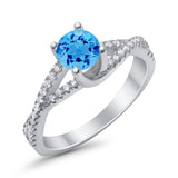 Twist Infinity Shank Ring Round Simulated Cubic Zirconia 925 Sterling Silver