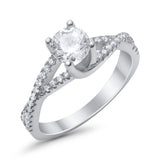Twist Infinity Shank Ring Round Simulated Cubic Zirconia 925 Sterling Silver