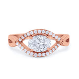 Oval Art Deco Infinity Shank Wedding Engagement Ring Round Simulated Cubic Zirconia 925 Sterling Silver