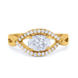 Oval Art Deco Infinity Shank Wedding Engagement Ring Round Simulated Cubic Zirconia 925 Sterling Silver
