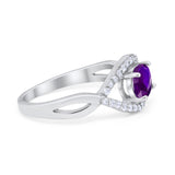 Oval Art Deco Infinity Shank Wedding Engagement Ring Round Simulated Cubic Zirconia 925 Sterling Silver