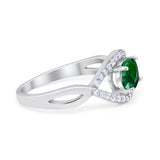 Oval Art Deco Infinity Shank Wedding Engagement Ring Round Simulated Cubic Zirconia 925 Sterling Silver