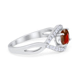 Oval Art Deco Infinity Shank Wedding Engagement Ring Round Simulated Cubic Zirconia 925 Sterling Silver