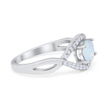 Oval Art Deco Infinity Shank Wedding Engagement Ring Round Simulated Cubic Zirconia 925 Sterling Silver