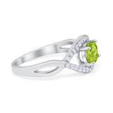 Oval Art Deco Infinity Shank Wedding Engagement Ring Round Simulated Cubic Zirconia 925 Sterling Silver
