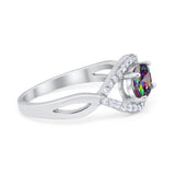 Oval Art Deco Infinity Shank Wedding Engagement Ring Round Simulated Cubic Zirconia 925 Sterling Silver