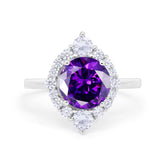 Fancy Design Art Deco Wedding Engagement Ring Round Cubic Zirconia 925 Sterling Silver