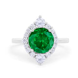 Fancy Design Art Deco Wedding Engagement Ring Round Cubic Zirconia 925 Sterling Silver
