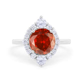 Fancy Design Art Deco Wedding Engagement Ring Round Cubic Zirconia 925 Sterling Silver