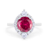 Fancy Design Art Deco Wedding Engagement Ring Round Cubic Zirconia 925 Sterling Silver