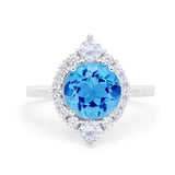 Fancy Design Art Deco Wedding Engagement Ring Round Cubic Zirconia 925 Sterling Silver