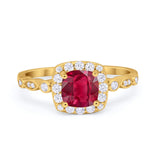 Halo Cushion Art Deco Wedding Engagement Ring Bridal Round Simulated Cubic Zirconia 925 Sterling Silver