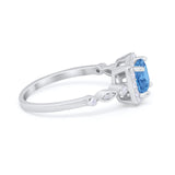 Halo Cushion Art Deco Wedding Engagement Ring Bridal Round Simulated Cubic Zirconia 925 Sterling Silver