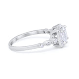 Halo Cushion Art Deco Wedding Engagement Ring Bridal Round Simulated Cubic Zirconia 925 Sterling Silver