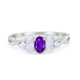 Three Stone Infinity Shank Oval Wedding Engagement Ring Cubic Zirconia 925 Sterling Silver Twisted