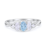 Three Stone Infinity Shank Oval Wedding Engagement Ring Cubic Zirconia 925 Sterling Silver Twisted