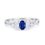 Three Stone Infinity Shank Oval Wedding Engagement Ring Cubic Zirconia 925 Sterling Silver Twisted