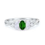 Three Stone Infinity Shank Oval Wedding Engagement Ring Cubic Zirconia 925 Sterling Silver Twisted