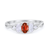 Three Stone Infinity Shank Oval Wedding Engagement Ring Cubic Zirconia 925 Sterling Silver Twisted