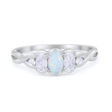 Three Stone Infinity Shank Oval Wedding Engagement Ring Cubic Zirconia 925 Sterling Silver Twisted
